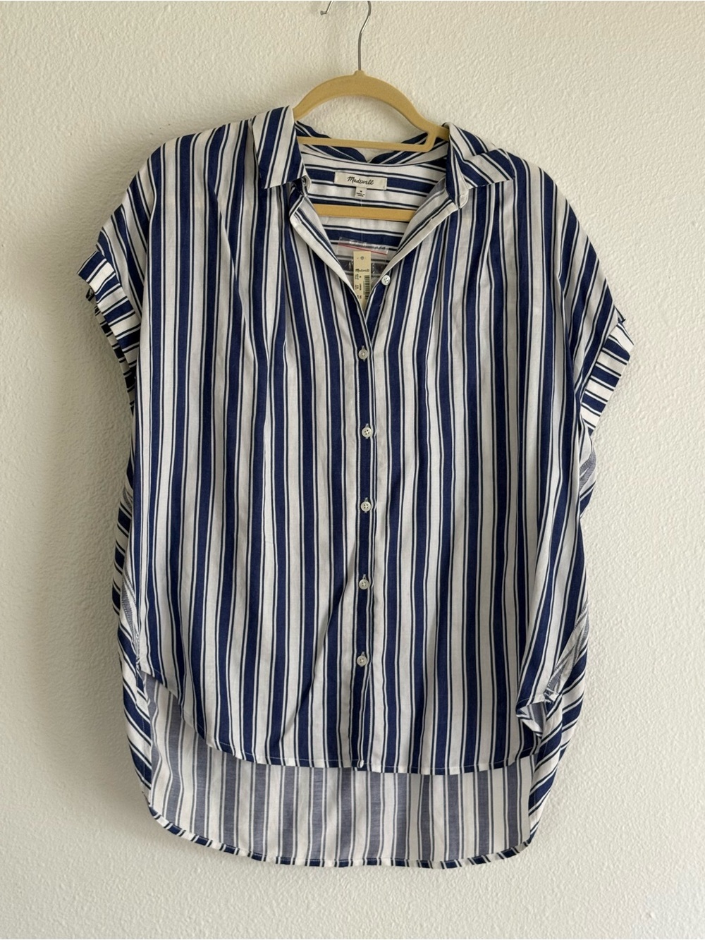 Madewell Navy & White Vertical Stripe Button-Down Shirt